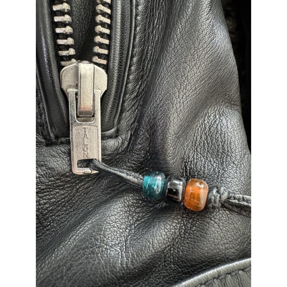 BLK DNM Black Vintage Distressed Perfecto Moto Leather Jacket. Glass Beads Med - Picture 8 of 15